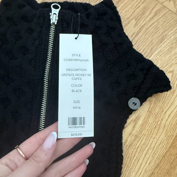 NWT Veronica Beard Upstate Dickey w/ Cuffs Black Wool Cable Knit Zip Up - Picture 4 of 7